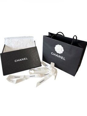 CHANEL Shoe Box & Shopping Paper Bag Camilla Flower Ribbon Chanel Logo